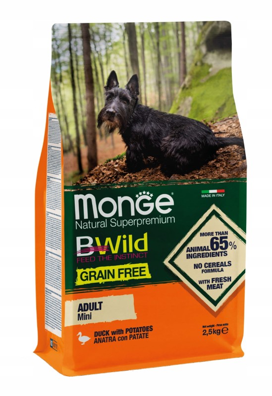 MONGE BWILD Grain Free Mini Kaczka z ziemniakami 2,5kg