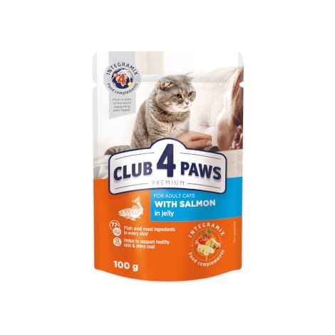 CLUB 4 PAWS PREMIUM ADULT CAT z łososiem w galaretce - saszetka 100g