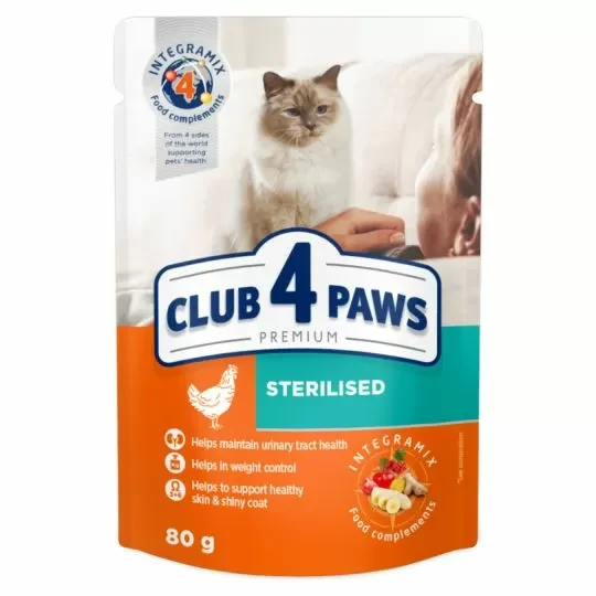 CLUB 4 PAWS PREMIUM ADULT CAT Sterilised - saszetka 80g
