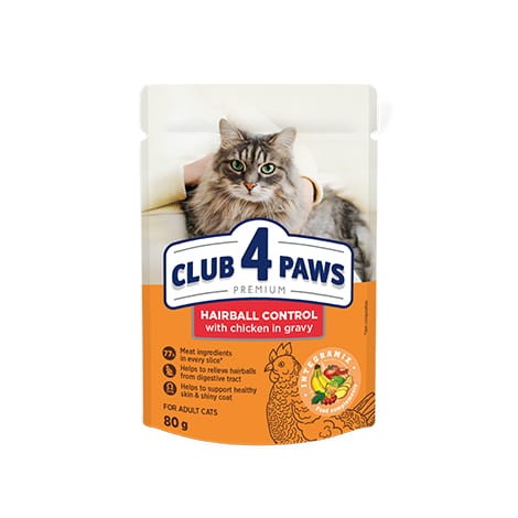 CLUB 4 PAWS PREMIUM ADULT CAT Hairball Control - saszetka 80g