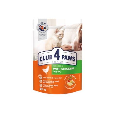 CLUB 4 PAWS PREMIUM KITTEN z kurczakiem w sosie - saszetka 80g