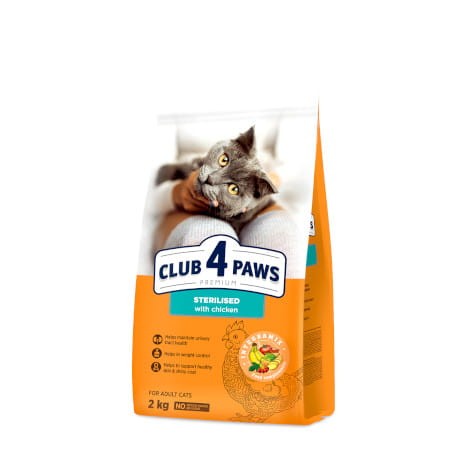 CLUB 4 PAWS PREMIUM ADULT CAT Sterilised karma sucha z kurczakiem 2kg