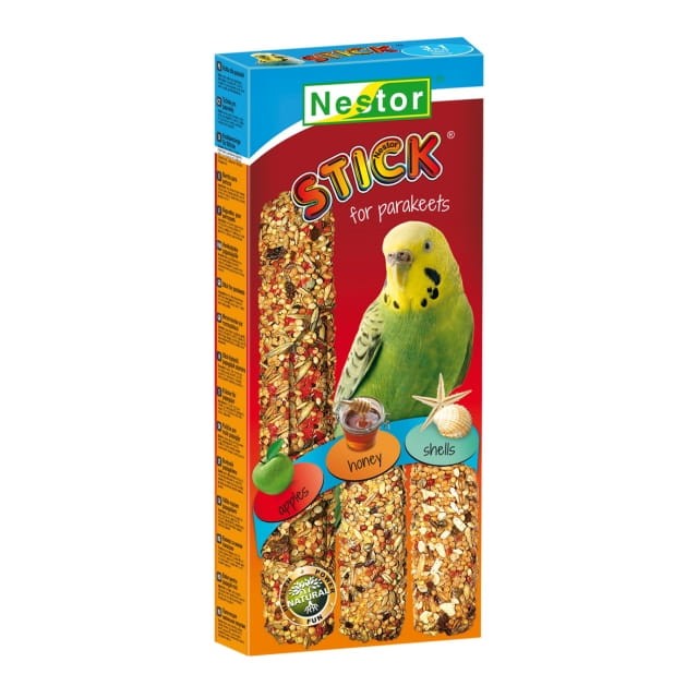 NESTOR Kolba 3w1 dla MAŁYCH PAPUG jabłka, miód, muszelki 3szt./130g