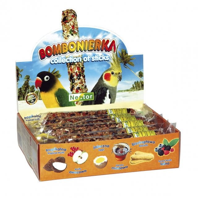 NESTOR Bombonierka - zestaw 12 kolb dla średnich papug 690g