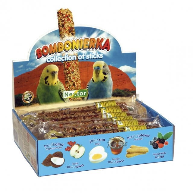 NESTOR Bombonierka - zestaw 12 kolb dla małych papug 510g