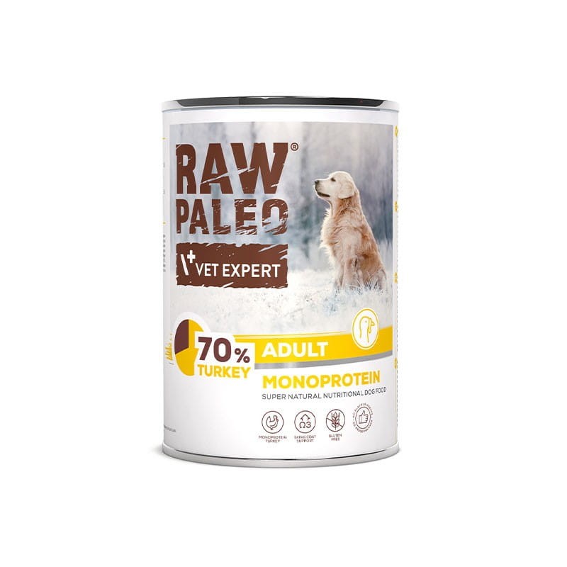 RAW PALEO Adult Monoprotein Turkey dla psów dorosłych 400g