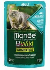 Monge BWild Cat Adult Dorsz z krewetkami i warzywami w sosie 85g