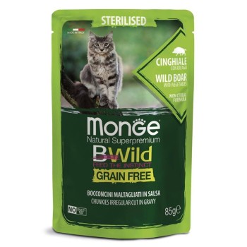 Monge BWild Cat Sterilised Dzik z warzywami w sosie 85g