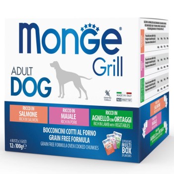 Monge Dog Grill Multi Box Salmon/Pork/Lamb 12x100g 