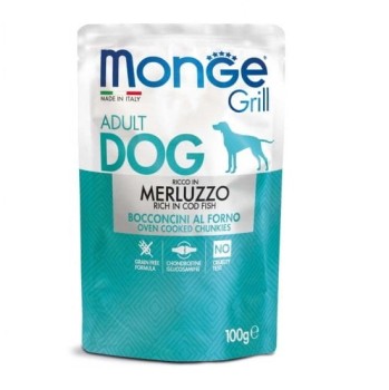 Monge Dog Grill Adult kawałki z dorszem 100g 