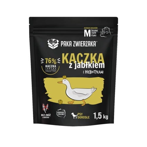 Paka Zwierzaka Kaczka z jabłkiem i prebiotykami "M" 1,5kg