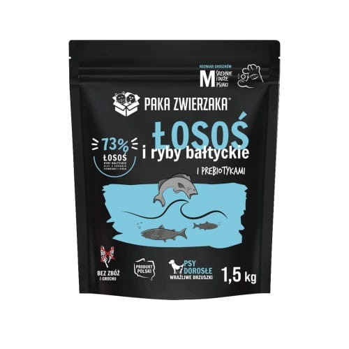 Paka Zwierzaka Łosoś z rybami bałtyckimi i prebiotykami "M" 1,5kg
