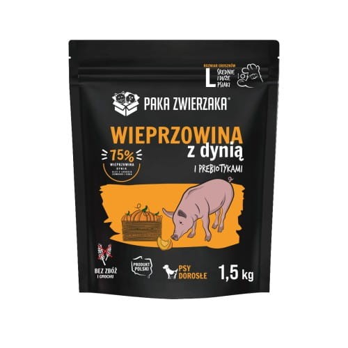 Paka Zwierzaka Wieprzowina z dynią i prebiotykami "L" 1,5kg