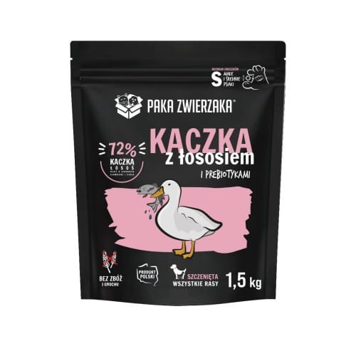 Paka Zwierzaka Puppy Kaczka z łososiem i prebiotykami "S" 1,5kg