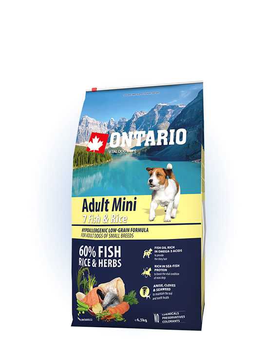 Ontario Mini Adult 7 Fish & Rice 6,5kg