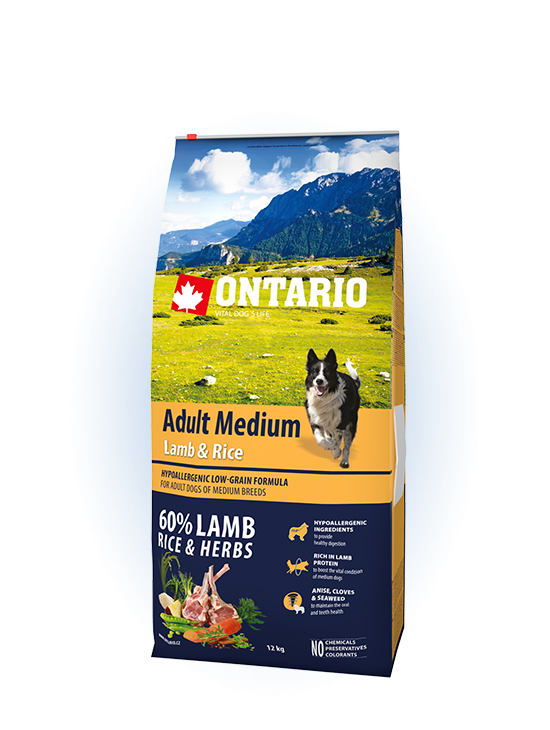 Ontario Medium Adult Lamb & Rice 12kg