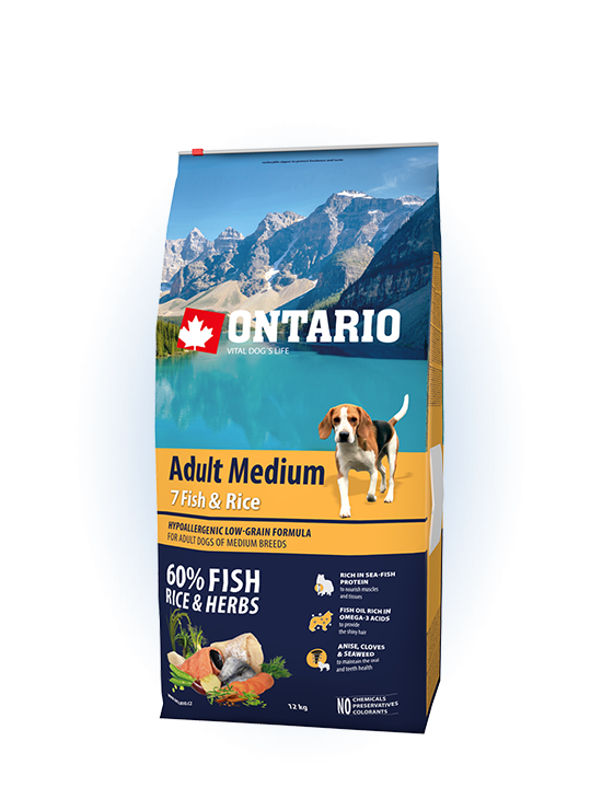 Ontario Medium Adult 7 Fish & Rice 12kg
