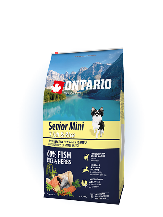 Ontario Mini Senior 7 Fish & Rice 6,5kg
