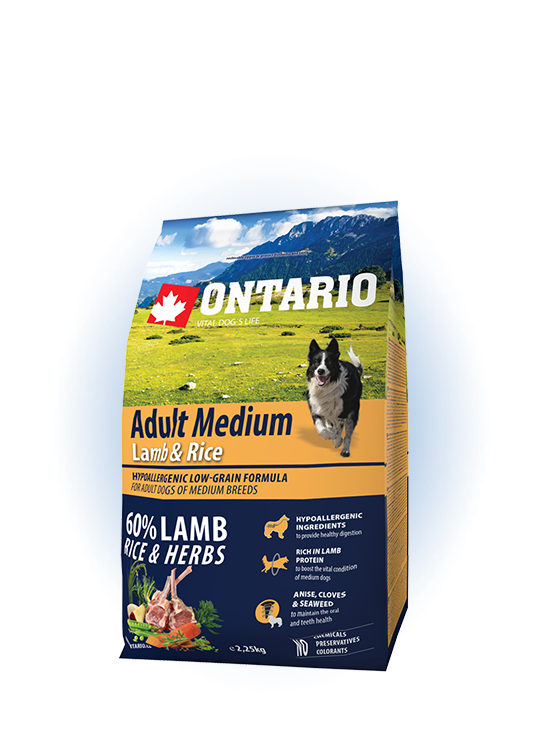 Ontario Medium Adult Lamb & Rice 2,25kg