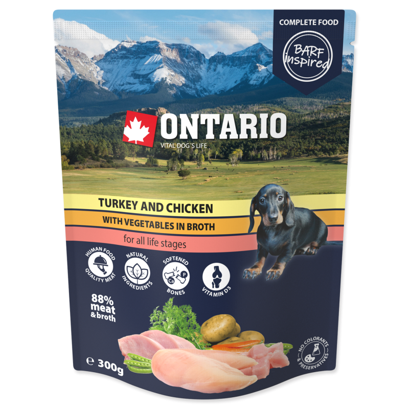 Ontario Indyk i Kurczak z warzywami w bulionie 300g