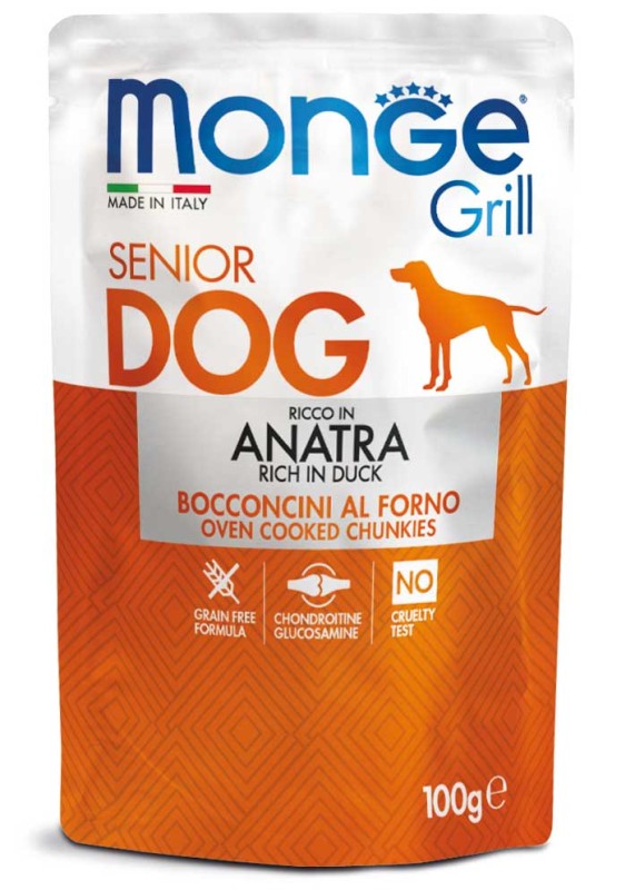 Monge Dog Grill Senior kawałki z kaczką 100g
