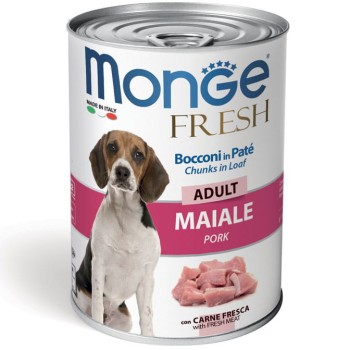 Monge Dog Fresh pasztet i kawałki z wieprzowiny 400g