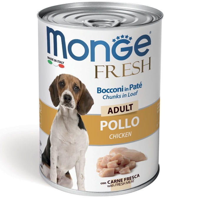 Monge Dog Fresh pasztet i kawałki z kurczaka 400g