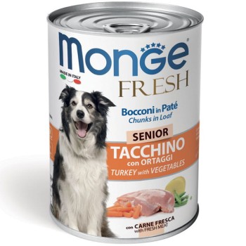 Monge Senior Dog Fresh pasztet z indyka z warzywami 400g 