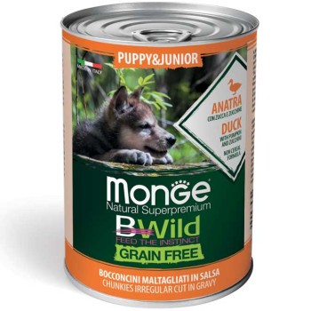 Monge BWild Puppy & Junior Kaczka z dynią i cukinią 400g   