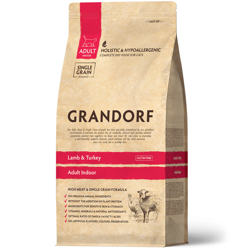 GRANDORF CAT Indoor Lamb Turkey 400g