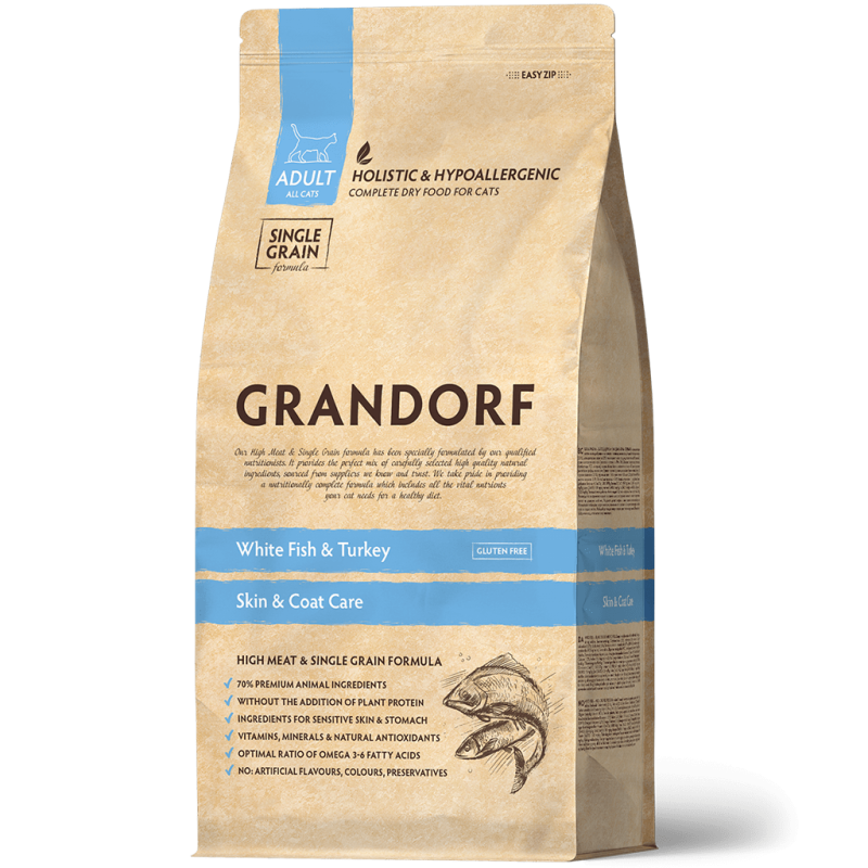 GRANDORF CAT Skin Coat White Fish Turkey